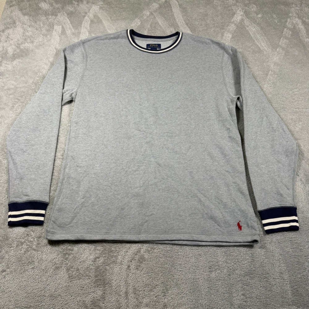 Polo Ralph Lauren Sleepwear Shirt‎ Mens Large Gray Long Sleeve Fleece Lined